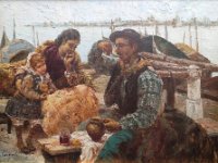 Famiglia all'imbarcadero  Olio su MDF (spatola) - 55x50